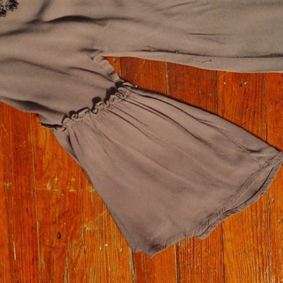 Democracy Olive Green Beaded Embroidered Paisley Design Blouse Sz S - Picture 5 of 7